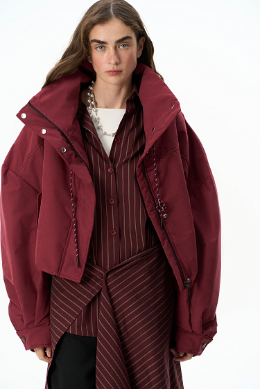 Short bomber jacket with a stand collar - BRUSNIKA Women Clothes