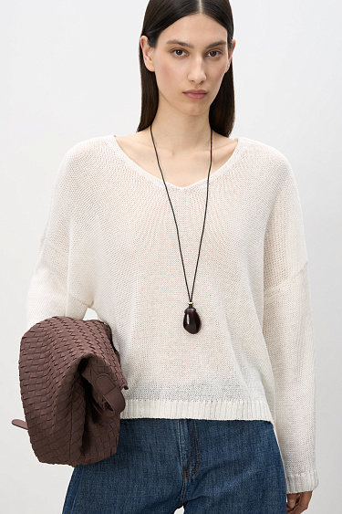 100% linen V-neck jumper - BRUSNIKA Women Clothes