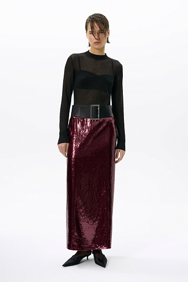 Shiny Midi Skirt - BRUSNIKA Women Clothes