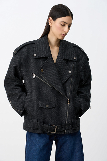 Wool-blend biker jacket - BRUSNIKA Women Clothes