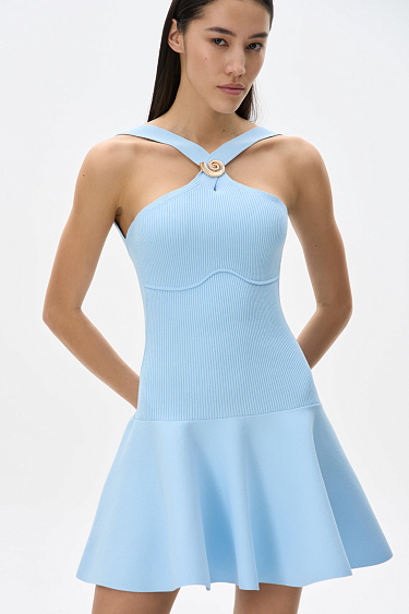 Mini dress with curly buckle - BRUSNIKA Women Clothes