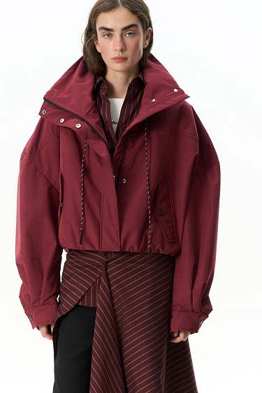 Short bomber jacket with a stand collar - BRUSNIKA Women Clothes