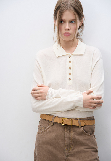 Cashmere and wool jumper with a polo collar - BRUSNIKA Women Clothes