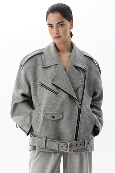 Wool-blend biker jacket - BRUSNIKA Women Clothes
