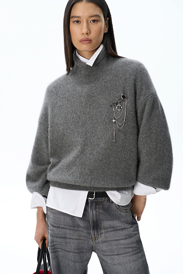 Fox-fur jumper with a high collar - BRUSNIKA Women Clothes