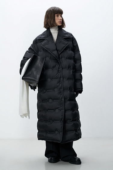 Long down jacket with branded embossing - BRUSNIKA Women Clothes