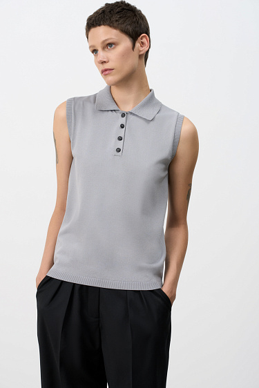 Top with a polo collar - BRUSNIKA Women Clothes