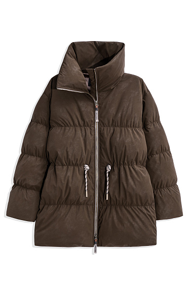 Voluminous down jacket with suede effect - BRUSNIKA Women Clothes