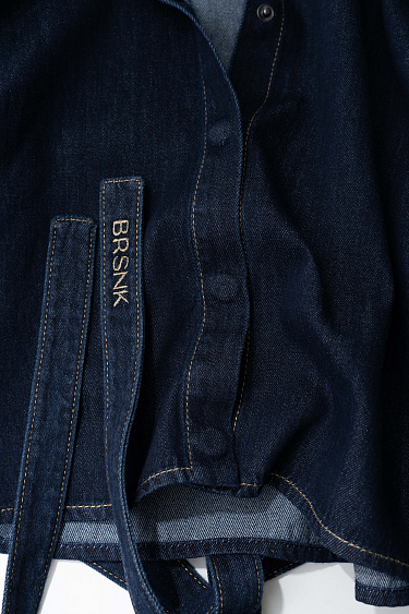 Denim shirt with wide shoulders - BRUSNIKA Women Clothes