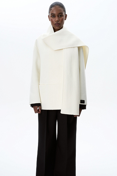 Double-breasted coat with scarf collar - BRUSNIKA Women Clothes
