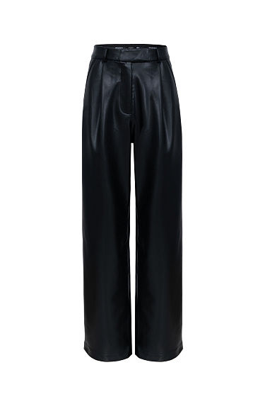 Straight trousers made of eco-leather - BRUSNIKA Women Clothes
