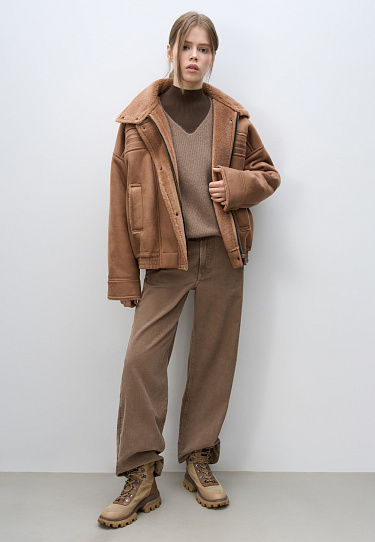 Woolen bomber jacket with a stand collar - BRUSNIKA Women Clothes