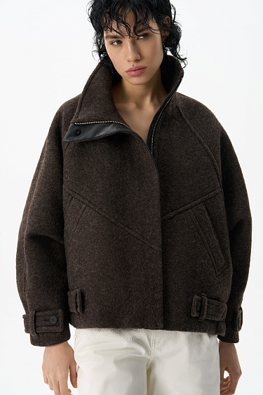 Wool bomber jacket with a stand collar - BRUSNIKA Women Clothes