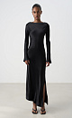 Satin dress with long sleeves - BRUSNIKA. Women clothes
