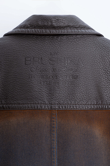 Denim jacket with eco-leather inserts - BRUSNIKA Women Clothes