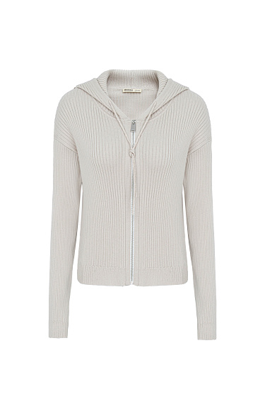 Rib knit cardigan with zipper - BRUSNIKA Women Clothes