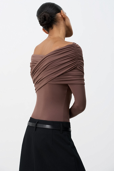 Bodysuit with draped bodice - BRUSNIKA Women Clothes