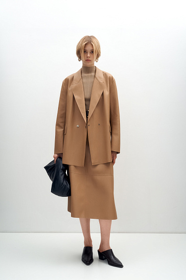 Faux leather A-line skirt - BRUSNIKA Women Clothes