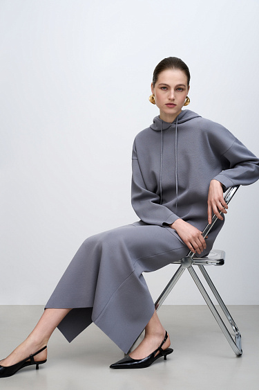 Knitted skirt with back slit - BRUSNIKA Women Clothes