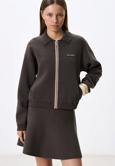 Knitted bomber jacket with zipper - BRUSNIKA Women Clothes