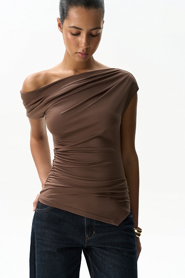 Top with asymmetrical draping - BRUSNIKA Women Clothes