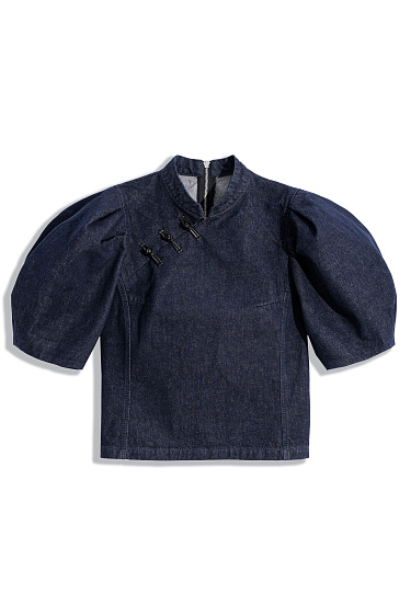 Asian‑style denim shirt - BRUSNIKA Women Clothes