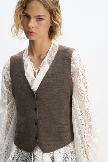 Knitted vest with buttons - BRUSNIKA Women Clothes