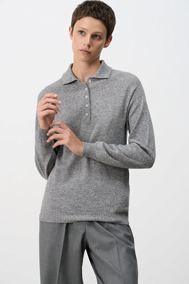 Cashmere and wool jumper with a polo collar - BRUSNIKA Women Clothes