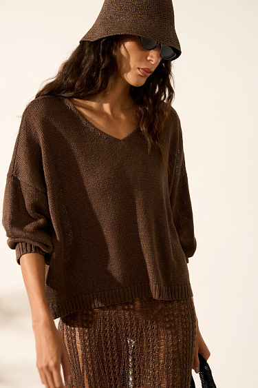 100% linen V-neck jumper - BRUSNIKA Women Clothes