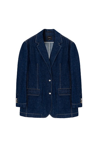 Single-breasted blazer made of hemp-blend cotton fabric - BRUSNIKA Women Clothes