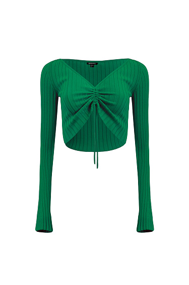 Long sleeve tie front top - BRUSNIKA Women Clothes