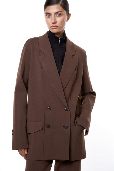 Double-breasted knit blazer - BRUSNIKA Women Clothes