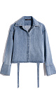 denim shirt with wide shoulders - BRUSNIKA. Women clothes