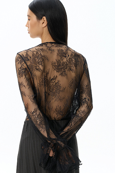 Blouse with lace frill - BRUSNIKA Women Clothes