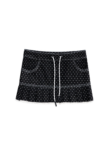 Polka Dot Denim Mini Skirt - BRUSNIKA Women Clothes