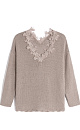 100% linen jumper with lace - BRUSNIKA. Women clothes
