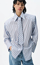 Striped shirt with shoulder pads - BRUSNIKA. Women clothes