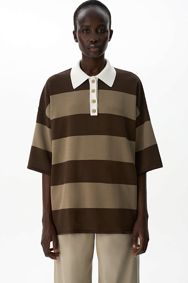 T-shirt with a polo collar - BRUSNIKA Women Clothes