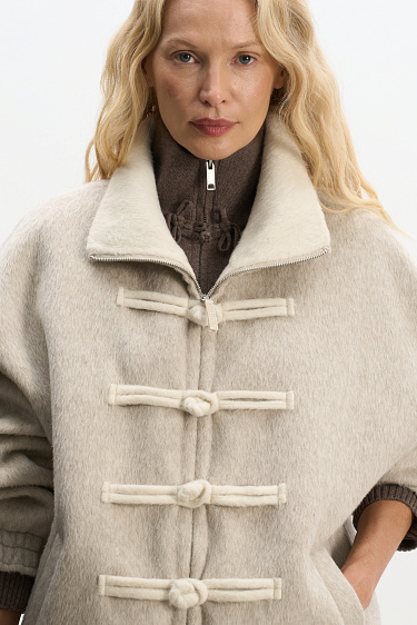 wool bomber jacket with an Asian‑style fastener - BRUSNIKA Women Clothes