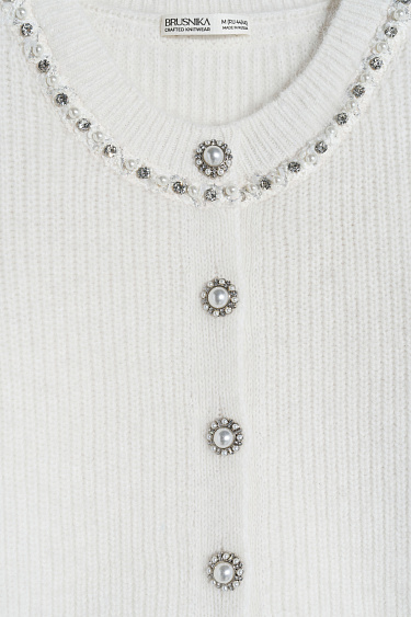fox down cardigan with accent buttons - BRUSNIKA Women Clothes