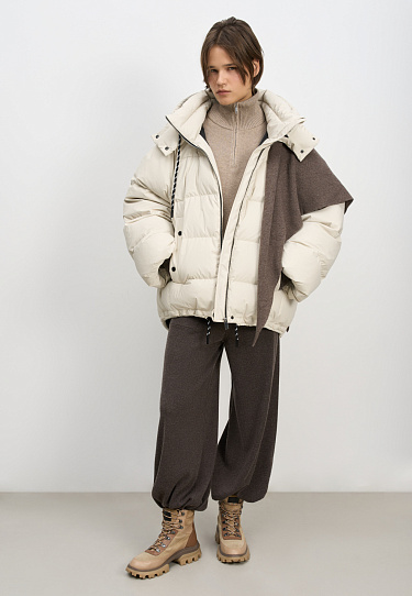 Voluminous down jacket with hood - BRUSNIKA Women Clothes