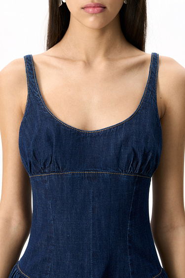 Mini denim dress with a waist accent - BRUSNIKA Women Clothes