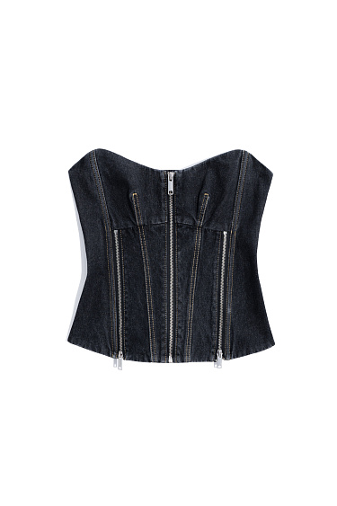 Denim corset with a zipper - BRUSNIKA Women Clothes