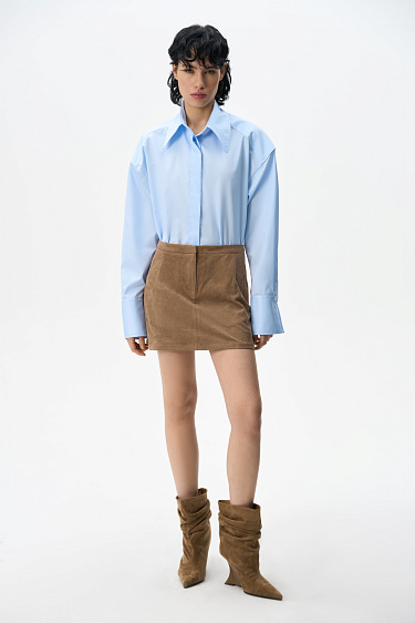 Mini skirt with suede trim - BRUSNIKA Women Clothes