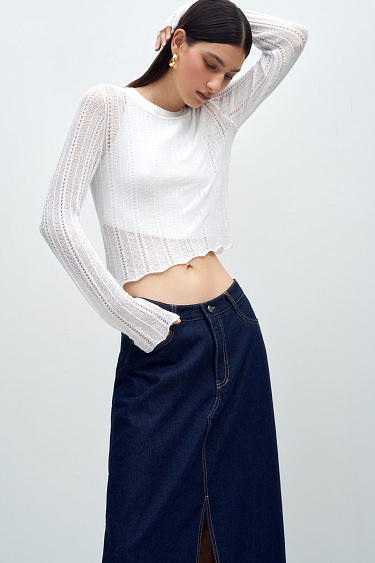 Openwork long sleeve top - BRUSNIKA Women Clothes