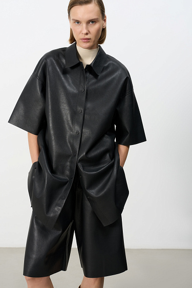 Faux leather shirt - BRUSNIKA Women Clothes