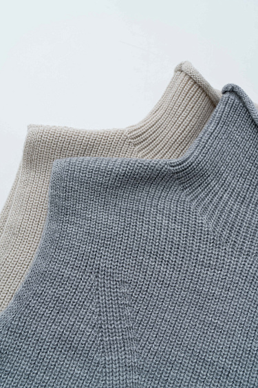 Knitted vest with a high collar - BRUSNIKA Women Clothes