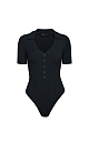 bodysuit with short sleeves and a turn‑down collar - BRUSNIKA. Women clothes