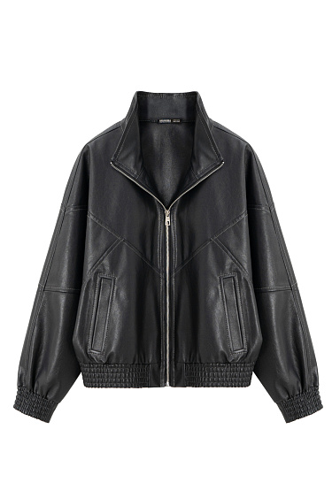 Faux leather bomber jacket - BRUSNIKA Women Clothes