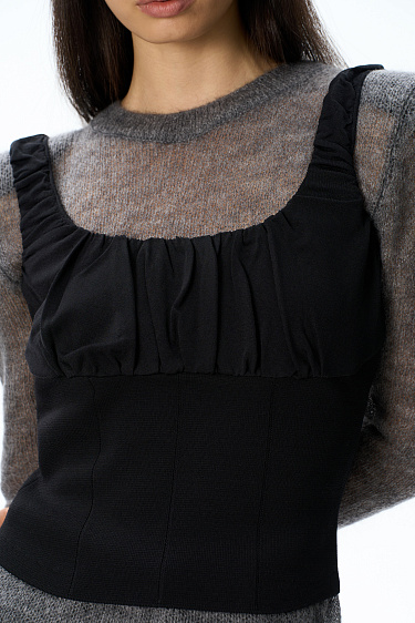top with draping on the chest - BRUSNIKA Women Clothes
